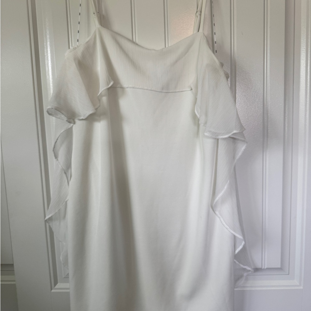 DKNY White Dress with Ruffles